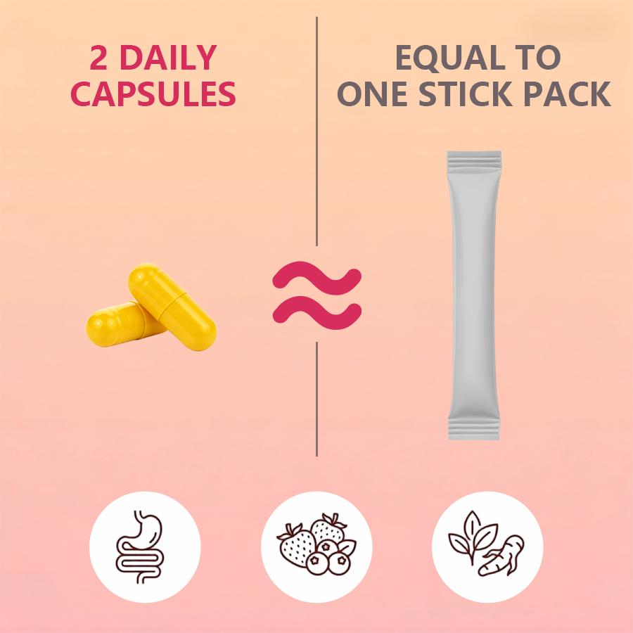 HUAEN Cutting Drink Mix Capsules | Strawberry Acai Flavor | 60 Servings | Happy Cleaner Drink Mix | 5-HTP | Yerba Mate | Magnesium |