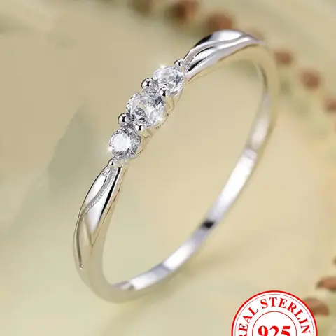 S925 Sterling Silver Fashionable Ring, Elegant Rhinestone Decor Ring for Women & Girls, Beautiful Rings, Trendy All-match & Exquisite Jewelry for Birthday Gift, with Box, Engagement Wedding Rings, Bridal Ring, Cubic Zirconia Rings, Artificial Zircon Rings