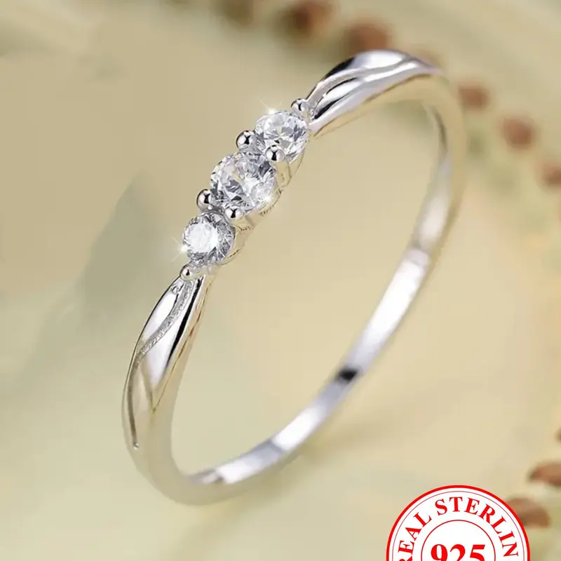 S925 Sterling Silver Fashionable Ring, Elegant Rhinestone Decor Ring for Women & Girls, Beautiful Rings, Trendy All-match & Exquisite Jewelry for Birthday Gift, with Box, Engagement Wedding Rings, Bridal Ring, Cubic Zirconia Rings, Artificial Zircon Rings