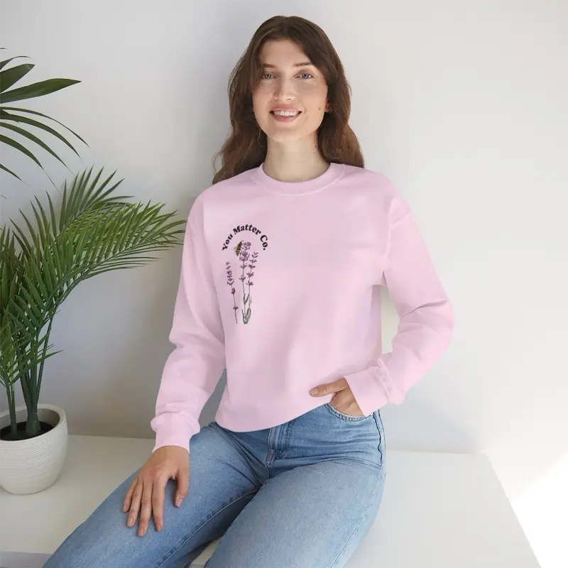 Crewneck: Smile Today Lavender - Sweatshirt with Lavender Print