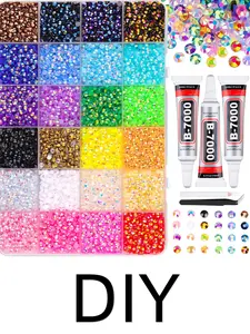 30000Pcs Resin Jelly Rhinestones for Bedazzling, Multicolor 3mm Flatback Gems for Art, Bedazzler Kit with 3Pcs 10ml B7000 Jewelry Glue for Nail Art Crafting Book Makeup DIY