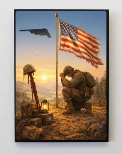 American 250th Soldier Memorial Poster, 4th Of July USA Flag, Patriotic Military Tribute Wall Art, Remembrance Decor, 250th Anniversary Poster Gifts - TikTok Shop (No Frame) poster