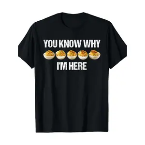 Retro "You Know Why I' Here" Deviled Egg Graphic T-Shirt - Funny Thanksgiving Party Outfit, Heavyweight 100% Cotton Relaxed Fit Tee Suitable for Holiday Gatherings & Casual Wear