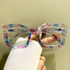 Colorful Patchwork Square Reading Glasses, Eyeglasses Frames, Fashionable Retro Trendy Reader, Comfortable Wear for Men Women, Stylish Reading Accessories