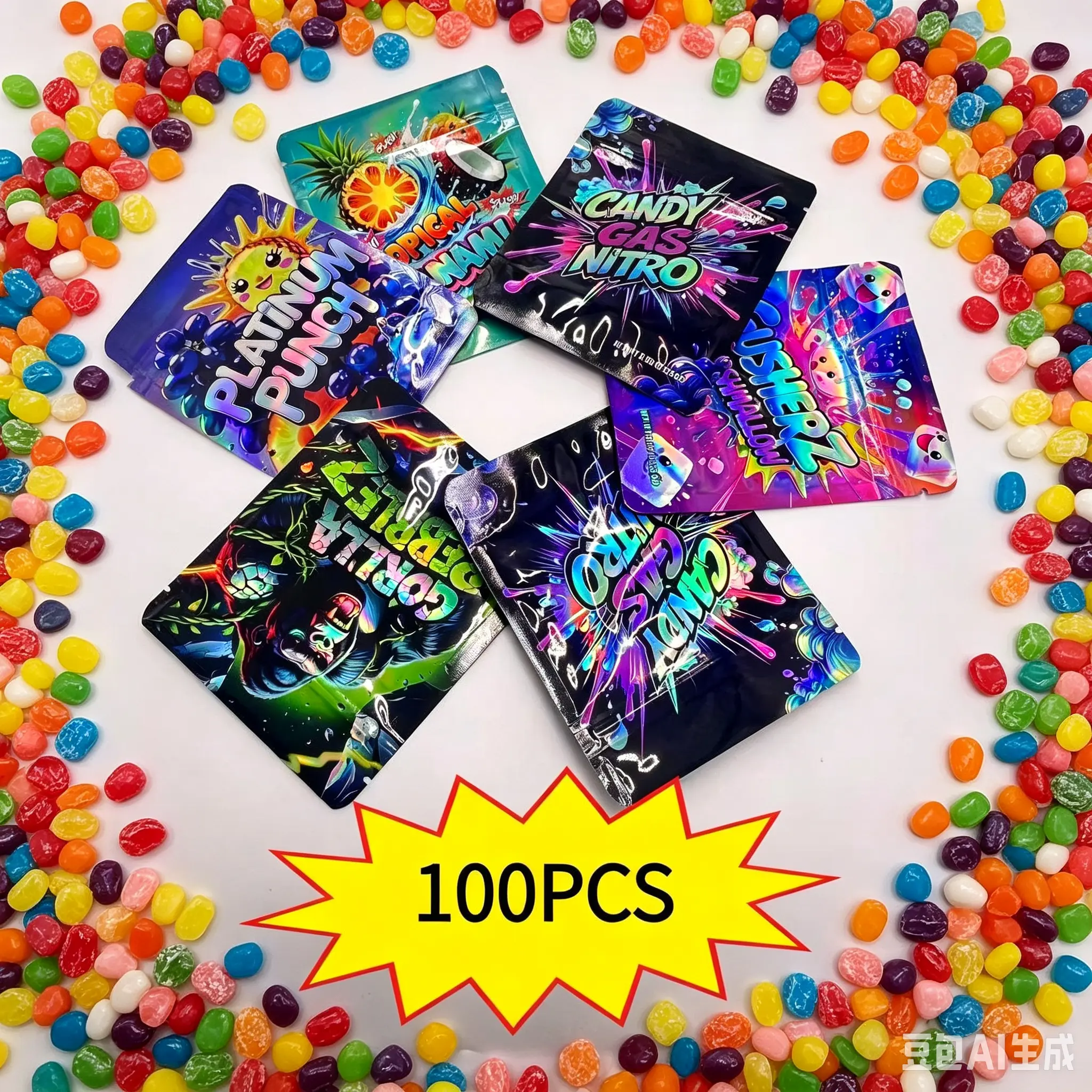 200 Pack 3D Laser Printed Decorative Gift Bags for Holiday & Birthday Gift Wrapping | Party Supplies