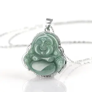 Laughing Buddha Jade Necklace , Lucky Amulet Jewelry for Women Men