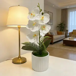 2-Pack Realistic Artificial Phalaenopsis Orchid Flowers in Pots - Faux Orchid Plant for Home Decor, Ideal for Living Room, Office Desk & Wedding Centerpiece (Indoor Olive Tree Style) Red Poinsettia Decor Flowers