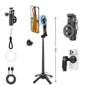 25'' Extended Length Upgrade 4-in-1 Magnetic Selfie Stick Ultra-Stable Bluetooth Remote 360° Rotation Universal Compatibility for Versatile Shooting