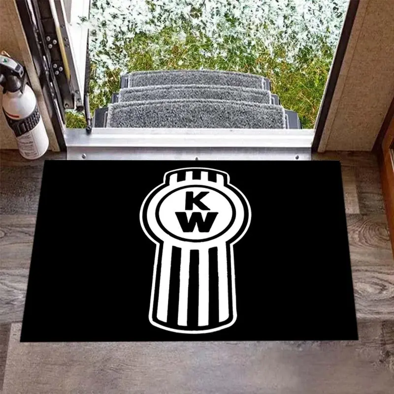 Kenworth Trucker Rug - Classic KW Logo Area Mat. "The World's Best" Semi-Truck Enthusiast Decor.  Tech Fabric Premium Material  Diatom Mud Durable Non-Slip Floor Mat for Garage & Man Cave. High-Definition Industrial Style Gift. summerwins, Rustic