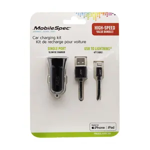 MobileSpec 4ft Lightning & 2.1 Amp DC Charger MobileSpec 4ft Lightning & 2.1 Amp DC Charger