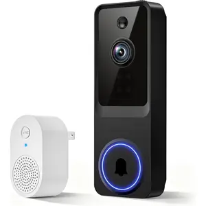 1080p wireless video doorbell camera, suitable for home security, with cloud storage, real-time alarm, night vision, indoor and outdoor monitoring, battery power supply and other functions.