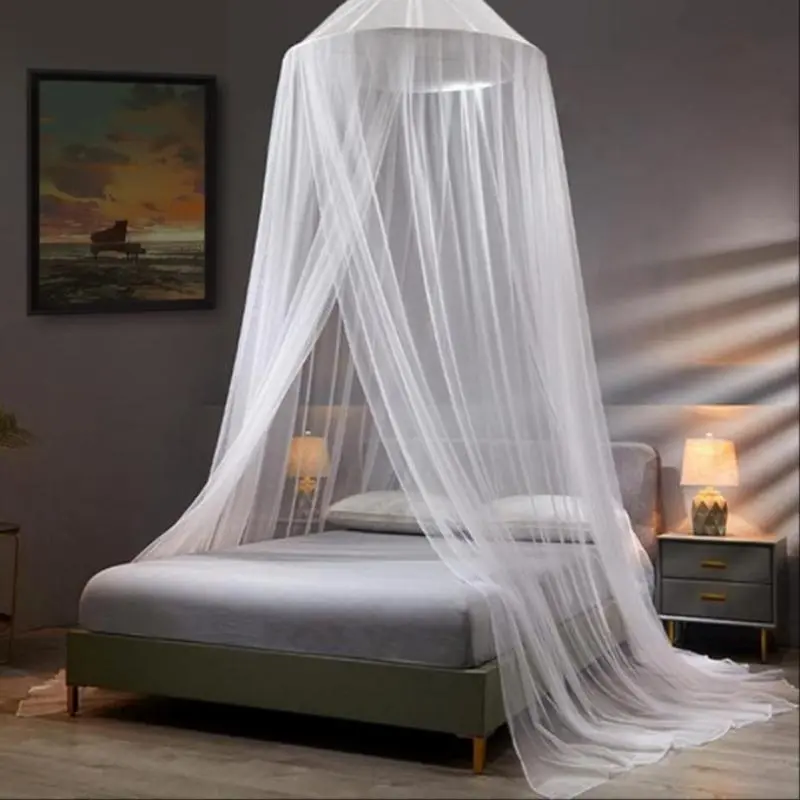 Solid Color Mosquito Net Bed Canopy, 1pc Round Dome Mosquito Netting Bed Tent, Princess Canopy Bedding for Home Bedroom Dormitory Hotel, Mesh Netting, Mosquito Proof Net, Washable Breathable Net, Mosquito Net Cover