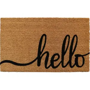 Coir Hello Doormat 18"x30" Non-Slip Backing Durable Coir & Rubber Indoor Outdoor Entryway Mat
