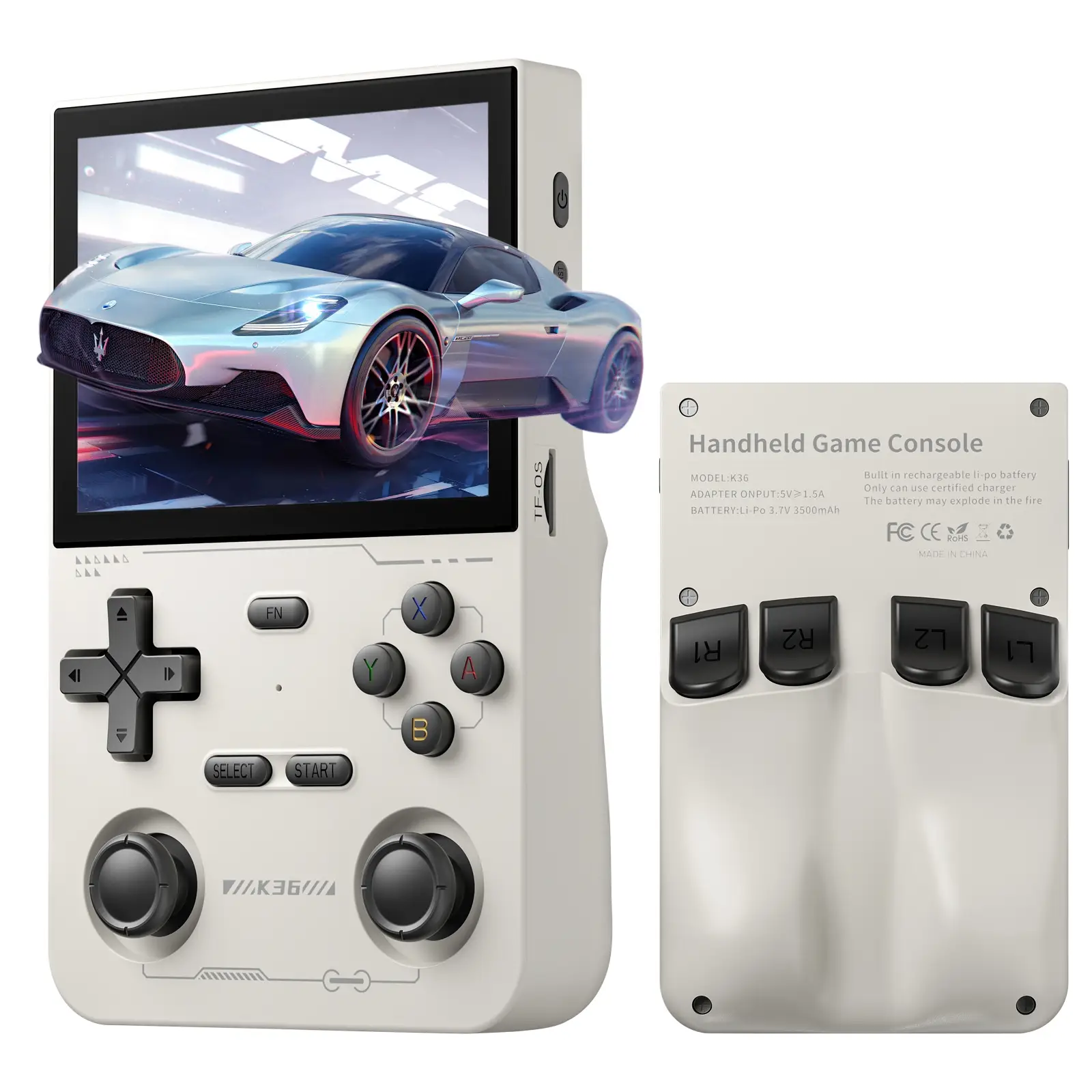 YLW GAMINJA K36 Portable Handheld Game Console, 3.5 Inch HD IPS Screen Handheld Retro Game Player, Rechargeable Gaming Device with 16000+ Games & 20+