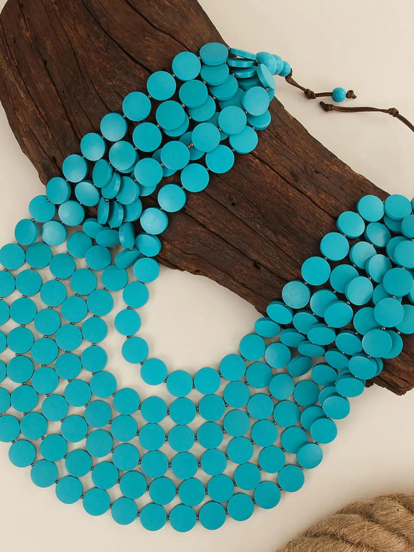 Women's Wooden Bead Multi-Layered Necklace, Boho Statement Bib Necklace, Adjustable Multi-Strand Beaded Jewelry, Trendy Versatile Accessory for Party, Daily Wear & Birthday Gift