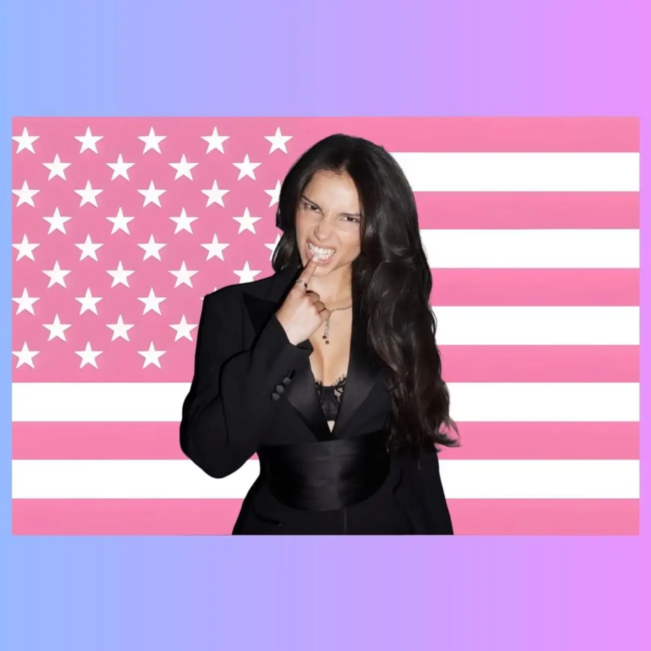 Inde Navarrette Pink Flag Tapestry | Hollywood Actress Fan Decor | TV & Movie Wall Art | Aesthetic Dorm Room Decor