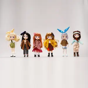 Lady Doolli Dress Up & Play Ball-Jointed Dolls 15 cm PVC ABS 6 Hairstyles 15 Articulation Points Realistic Themed Accessories for Kids & Collectors