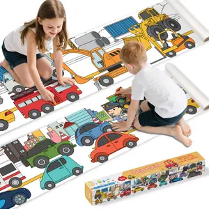 Multi-Theme Coloring Paper Roll with Adhesive Backing Reusable Large Size 118x15 Inches DIY Graffiti Filling Paper