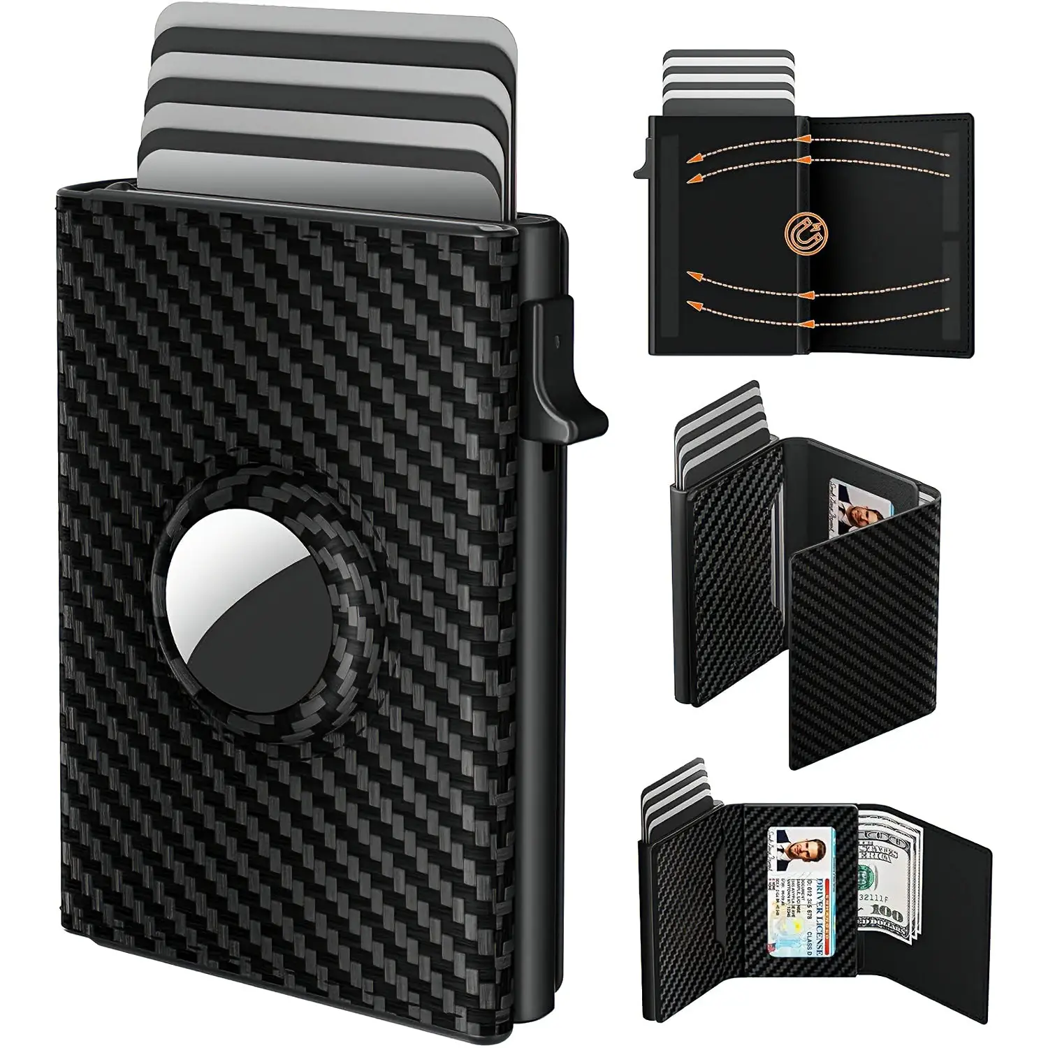 Slim Portable RFID Blocking Men’s Wallet, Holds 6-9 Cards With Clear ID Window & Cash Slot, Minimalist Pocket Card Holder, Ideal Gift For Husband Father Boyfriend