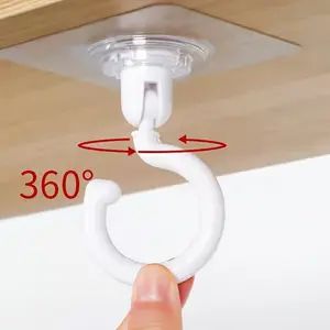2PCS Ceiling Rotating Hook Ceiling Inverted Hook Special Non Perforated Non Marking Roof Wall Ceiling Strong Hanging Door Adhesive Hook