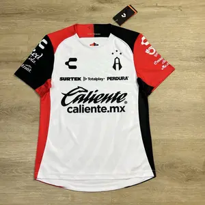 "Atlas FC White Soccer Jersey" Liga MX Football Fan Shirt, Red Black Match Day Athletic Streetwear Top