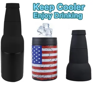 3-in-1 Can Cooler, Beer Bottle Cooler, Beer Keeper Bottle, Beer Coozies for Bottles and Cans with Bottle Opener, 12oz Slim Can Beer Bottle Insulators Holder, Double Wall Stainless Steel Insulated Can Cooler for Cans & Beer Bottle