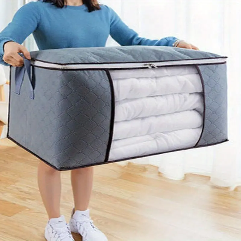 6-Piece Durable Foldable Multipurpose Fabric Storage Bags - Organizers with Handles, Top Zipper Bag, Large Capacity Bins for Bedroom Closet, Baby Room, Towel Storage, Laundry Room Home Organization