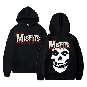 [Sale Up To 40%] 2 Side Horror Punk Misfits Skull Rock Print Hoodie Male Fleece Cotton Sweatshirt Men Women Gothic Vintage Long Sleeve Hoodies