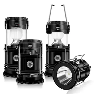 XTAUTO Collapsible Portable LED Camping Lantern Lightweight Waterproof Solar USB Rechargeable LED Flashlight Survival Kits for Indoor Outdoor Home Emergency Light Power Outages Hiking Hurricane 4-Pack