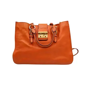 Pre-owned miu miu leather Tote Bags Goatskin Madras Convertible Tote Bag (4900000200263)