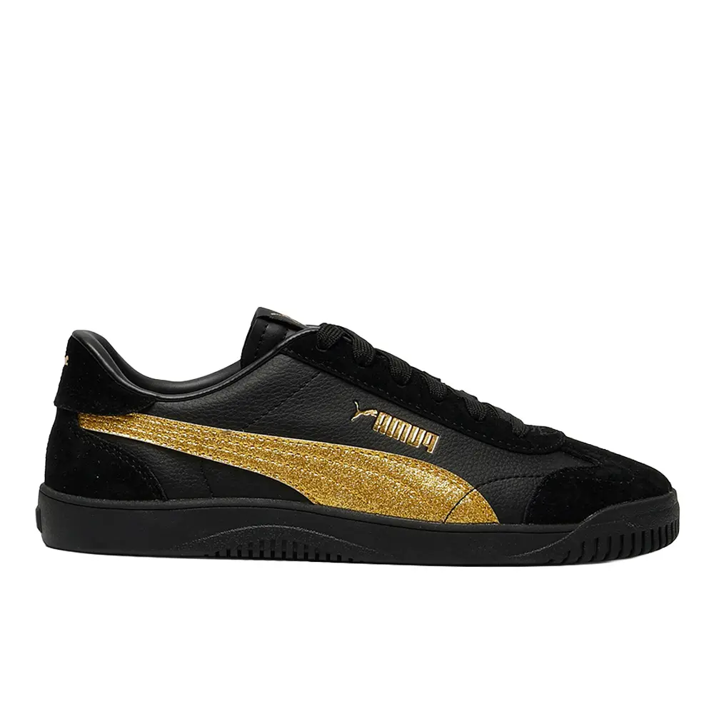 PUMA Womens Club 5V5 Glitter Lace Up Sneakers Shoes Casual - Black