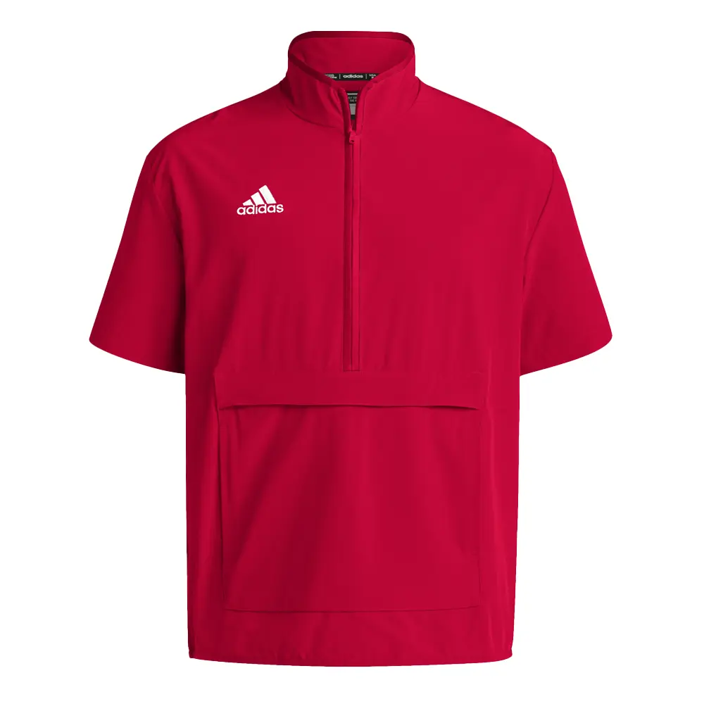 adidas Mens Coach Short Sleeve 14 Quarter Zip Athletic Outerwear Casual - Red