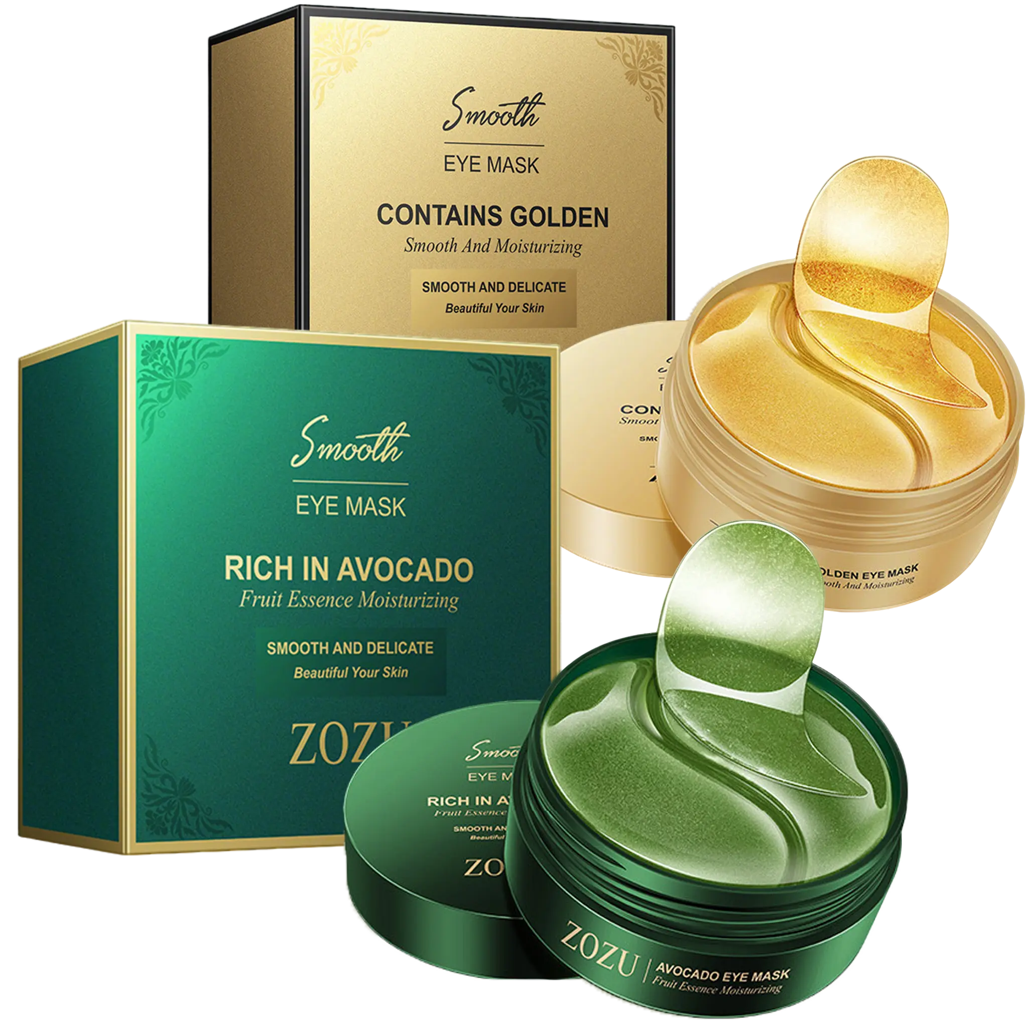 Avocado & Gold Eye Mask, Use Avocado Eye Mask During The Day And Gold Eye Mask At Night – Natural Moisturizing Eye Mask, Reduces Puffiness, Soothing Dry Skin, Eye Care Product For Daily Use