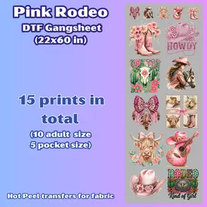 G15 Pink Rodeo Gangsheet for shirts