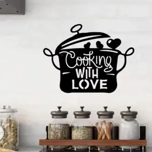 Kitchen Letter Pattern Metal Sign, Cooking with Love Lettering Decor, Wall Decor for Home Kitchen Dining Room, Home Decor, Vintage Metal Sign