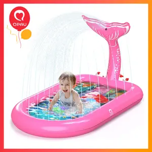 QPAU Splash Pad for Toddlers 1-3: 4 Animal Designs (Elephant, Whale, Shark & Mermaid) - Outdoor Water Play Mat, Inflatable Kids Pool, Baby Backyard Toy, Birthday & Children's Day Gifts for 1+ Year Old Girls & Boys