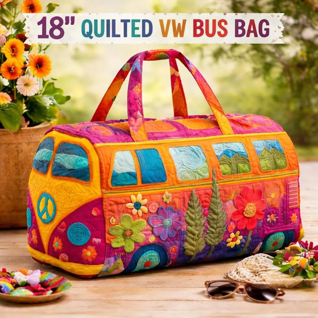 Unisex Boho Quilted Weekender Travel Bag, Lightweight & Comfortable, Hippie Design Unisex Boho Quilted Weekender Travel Bag, Lightweight & Comfortable, Hippie Design