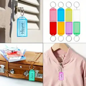Set of 40 Key Tag,2-Inch Plastic Key Chain Tag with Regular Blank Paper Label,Clear Cover and Opening Loop,Sturdy Item Identifier