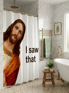 A Bathroom Statement Like No Other: Jesus "I Saw That" Novelty Shower Curtain | Unique Home Decor