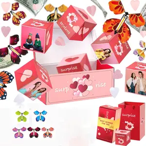 Valentine's Day Surprise Jumping Money Gift Box, Unique Foldable Box, Luxury Cash Gift Box for Christmas, Mom Birthday, Anniversary, Proposal, Unique Birthday Gifts