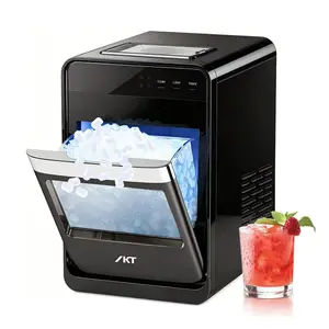 IKT Nugget Ice Maker Countertop,35lbs/24H Pebble Ice Maker Machine Soft Chewable Sonic Ice Machine with Self-Cleaning,for Home,Kitchen&Offic,Blcak