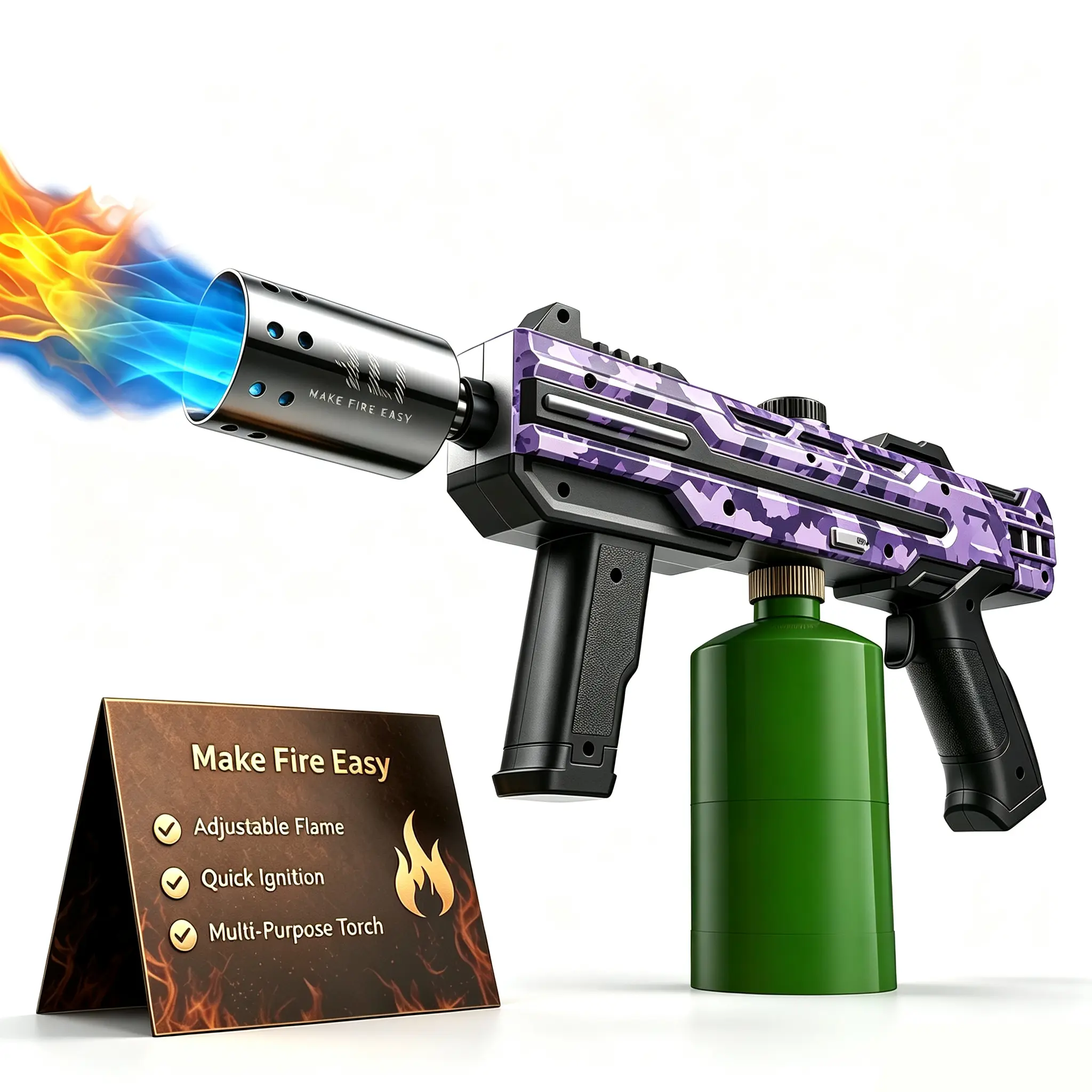 IJF Portable Powerful Propane Torch Gun, Campfire Starter Torch, Adjustable Burner for Cooking, Charcoal Lighting, Weeding & Light Welding (Propane Tank Not Included)