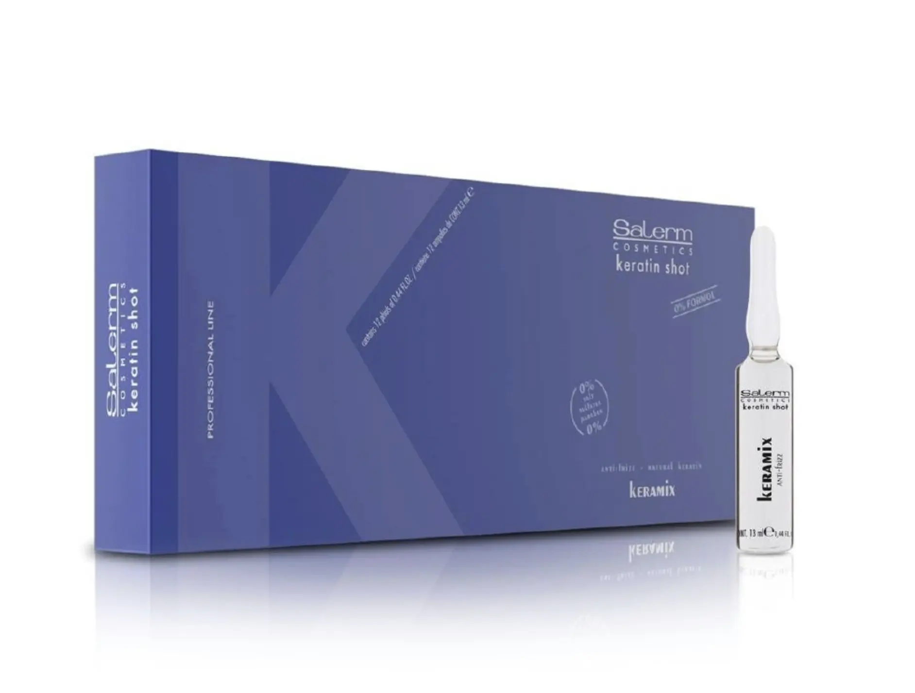 SALERM Keramix Keratin Shot Hair Treatment - Pack 12 Ampoules x 0.44 fl.oz ,Argan Oil Smoothing Serum for Frizz Control, 3-Month Straightening,Keratin Hair Treatment, Haircare, Biphasic Serum, Glycolic Acid, Malic Acid, Argan Oil Serum