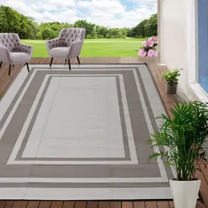 8'x10' Waterproof Reversible Geometric Outdoor Plastic Straw Rugs Suitable for Patio RV Camping Backyard Porch Deck Balcony