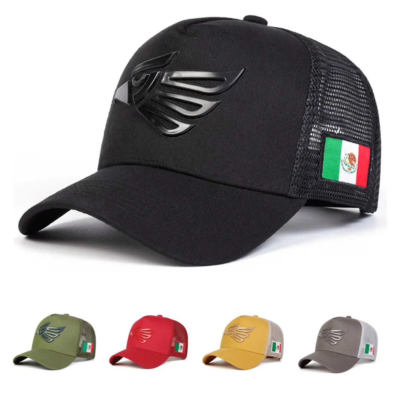 Unisex Mexican Eagle Label Trucker Hat | Mesh Snapback Baseball Cap Retro Streetwear Adjustable Outdoor Summer Sun Shield Hat for Men Women Stylish Hat Street Fashion Cap