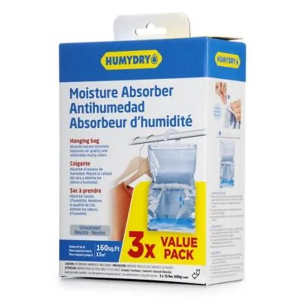 Highly Absorbent Single-Use Leak-Proof Disposable Hanging Moisture Absorber Bags - 15.9 oz, 3.62 lbs Pack of 3, Unscented - Humidity Control, Moth/Mold/Damp Proofing for Trailers,Cars,Boats,Indoor - 200 sq ft Coverage, 3 Months Long-Lasting Protection