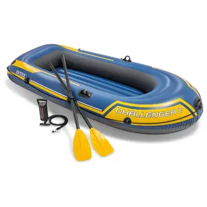 INTEX 66312EP Challenger 2 Inflatable Boat Set with 48" Oars, Pump, & Oar Locks