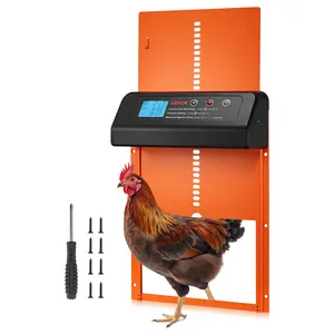 VEVOR Automatic Chicken Coop Door,  Battery Powered Chicken Coop Door with Timer & Manual Setting, Anti-Pinch Security, Durable Aluminum Alloy, Chick Run Gate Opener with Waterproof Sealing, Orange