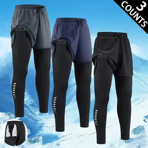 Men's 2-in-1 Technical Running Leggings (3 Pack) - Quick-Dry Double-Layer Workout Shorts with Phone Pocket, High-Stretch Compression Pants for Gym Training, Jogging, Technical Men's Pants