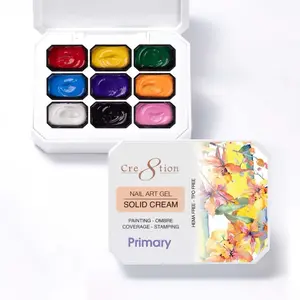 Cre8tion Nail Art Gel Solid Cream - Hema Free & PPD Free for Painting Ombre Coverage & Stamping